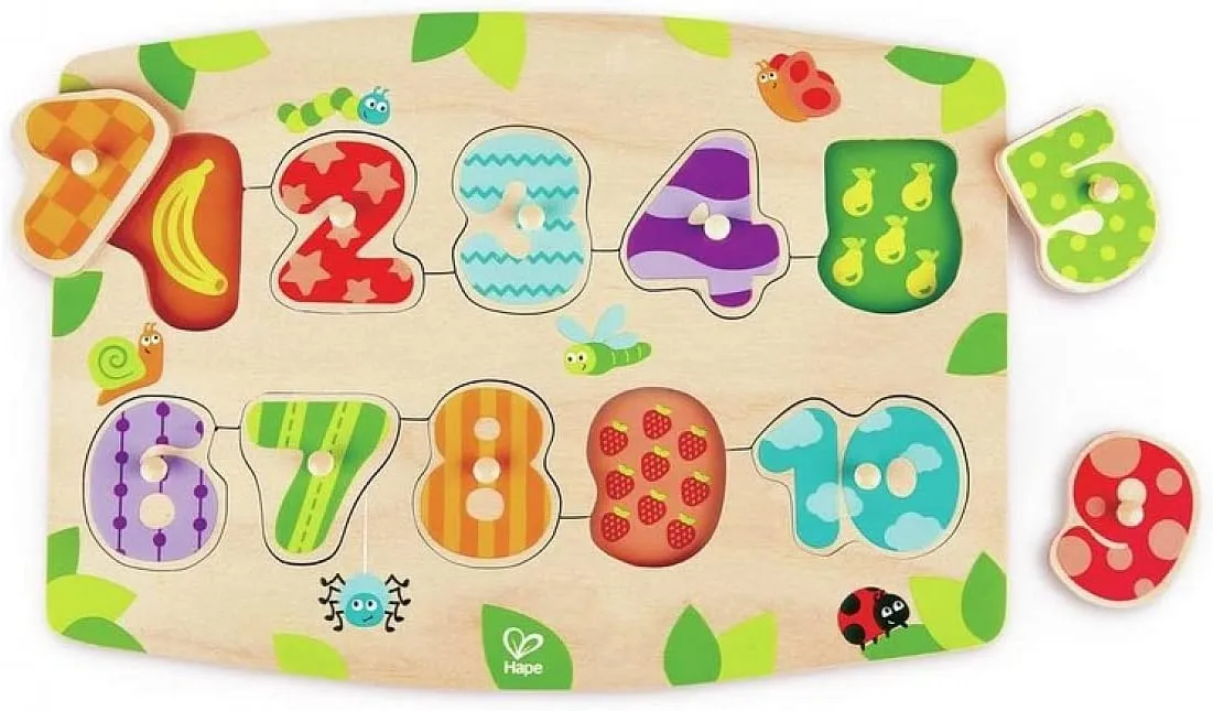 Hape Number Peg Puzzle Game, Multicolor, 5'' x 2''