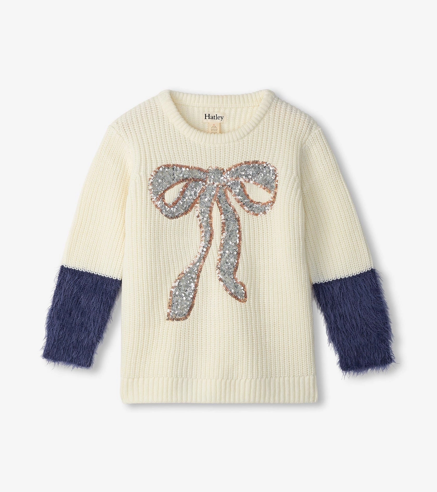 Hatley Sequing Bow Fluffy Sleeves Sweater