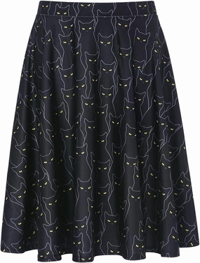 HDE Skirts for Women - Midi Skirt Skater Skirt Knee Length High Waist Fun Prints