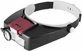 Head Magnifier Jewelers with LED Light Illuminated Helmet Magnifying 1.5X 3X 6.4X 8.3X Tools for Watch Repair, Precision Work Reading (Red)