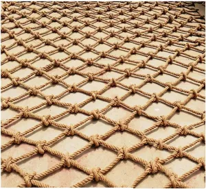 Hemp Climbing Net Hemp Rope Net for Kid Truck Trailer Heavy Duty Netting Safety Nets Cargo Rope Ladder Safety Net Fence Decor Mesh,for Playground Indoor Outdoor Diameter 6mm