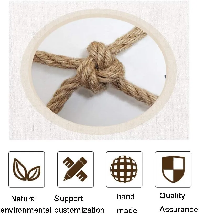 Hemp Climbing Net Hemp Rope Net for Kid Truck Trailer Heavy Duty Netting Safety Nets Cargo Rope Ladder Safety Net Fence Decor Mesh,for Playground Indoor Outdoor Diameter 6mm