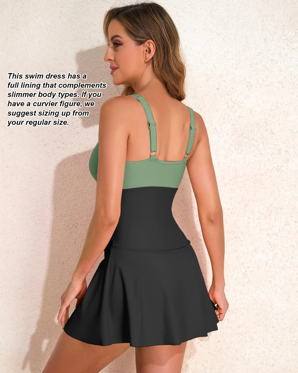 HEYTALALA Women One Piece Swimsuits with Skirt Tummy Control Swimdress Cutout Bathing Suits Wrap Push Up Swim Dress