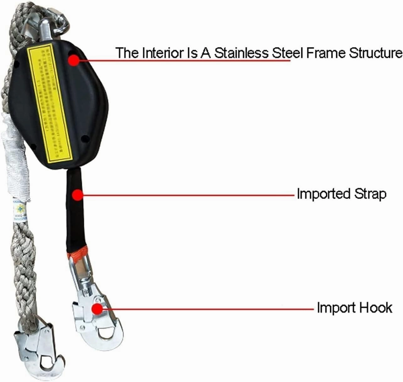 High-Altitude Fall Arrester Block Inertia Reel, Self-Retracting Lifeline Portable Lanyard for Roofing & Construction, Personal Protection Device (10M)