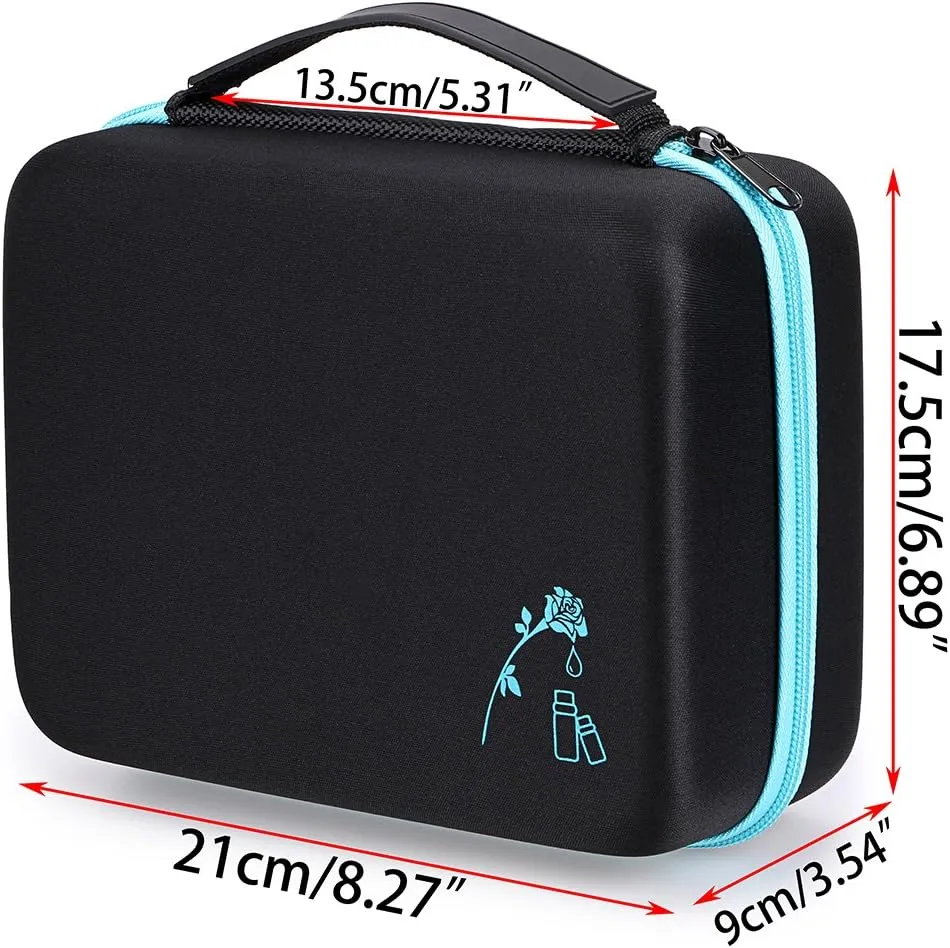 Hipiwe Hard Shell Essential Oil Carrying Case 30 Bottles EVA Storage Bag - Perfect for Essential Oils Bottle with Foam Insert (Black   Blue - New)