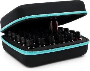 Hipiwe Hard Shell Essential Oil Carrying Case 30 Bottles EVA Storage Bag - Perfect for Essential Oils Bottle with Foam Insert (Black   Blue - New)