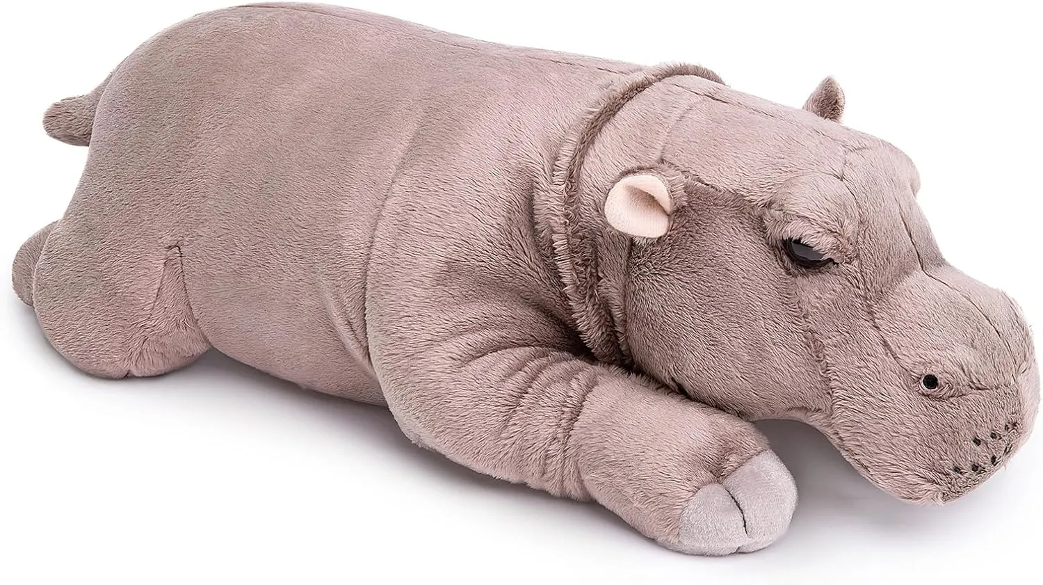 Hippo Plush Toy - Realistic Sleeping Hippo Stuffed Animals 17in, Soft Wild Animals Hippopotamus Pillow Stuffed Toys, Unique Plushie Toys Model Dolls Collection for Kids