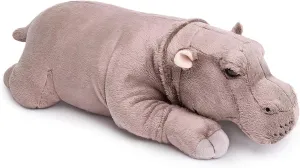 Hippo Plush Toy - Realistic Sleeping Hippo Stuffed Animals 17in, Soft Wild Animals Hippopotamus Pillow Stuffed Toys, Unique Plushie Toys Model Dolls Collection for Kids