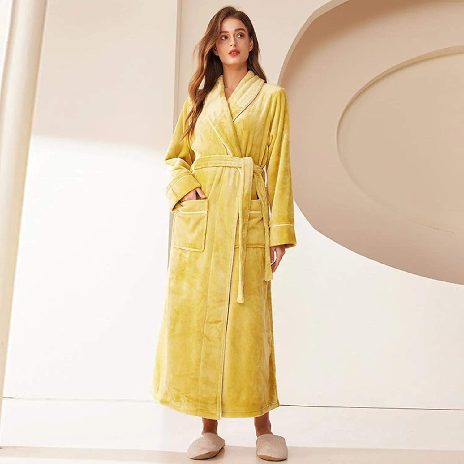 His and Hers Robes Flannel Long Length Matching Robes for Couples Warm Thickened Bathrobe Plus Size Shower Robe