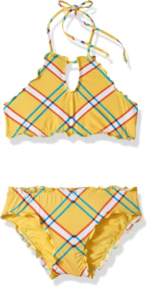 Hobie Girls High Neck Bikini Top and Hipster Bottom Swimsuit Set