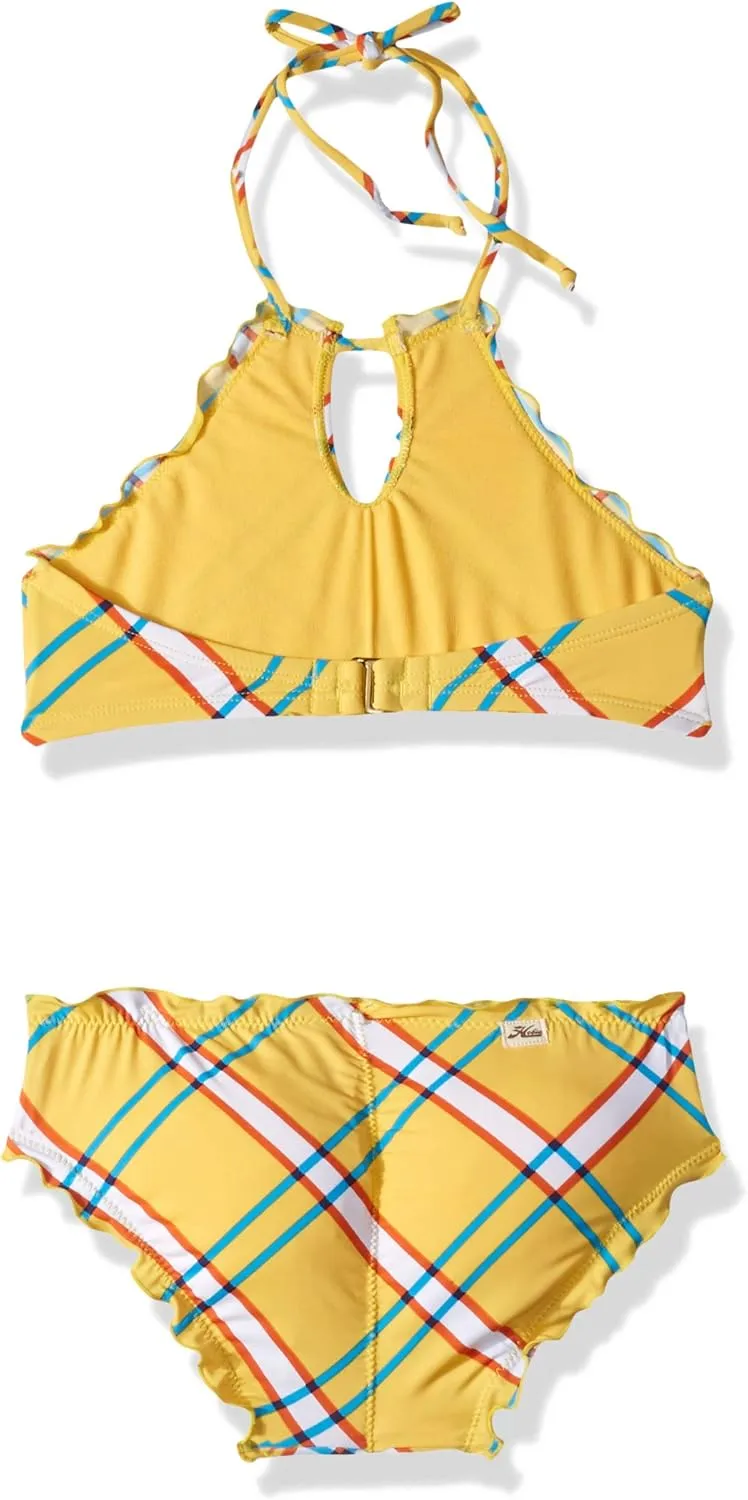 Hobie Girls High Neck Bikini Top and Hipster Bottom Swimsuit Set