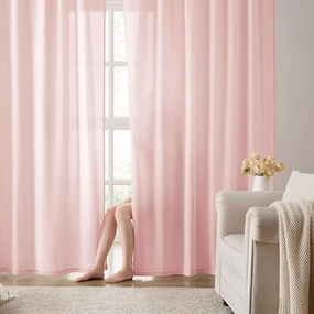 HOMEIDEAS Non-See-Through Pink Privacy Sheer Curtains 84 Inches Long 2 Panels Set Light Filtering Curtains for Living Room Bedroom Drapes,W52xL84