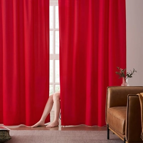 HOMEIDEAS Non-See-Through Red Privacy Sheer Curtains 84 Inches Long 2 Panels Set Light Filtering Curtains for Living Room Bedroom Drapes,W52xL84
