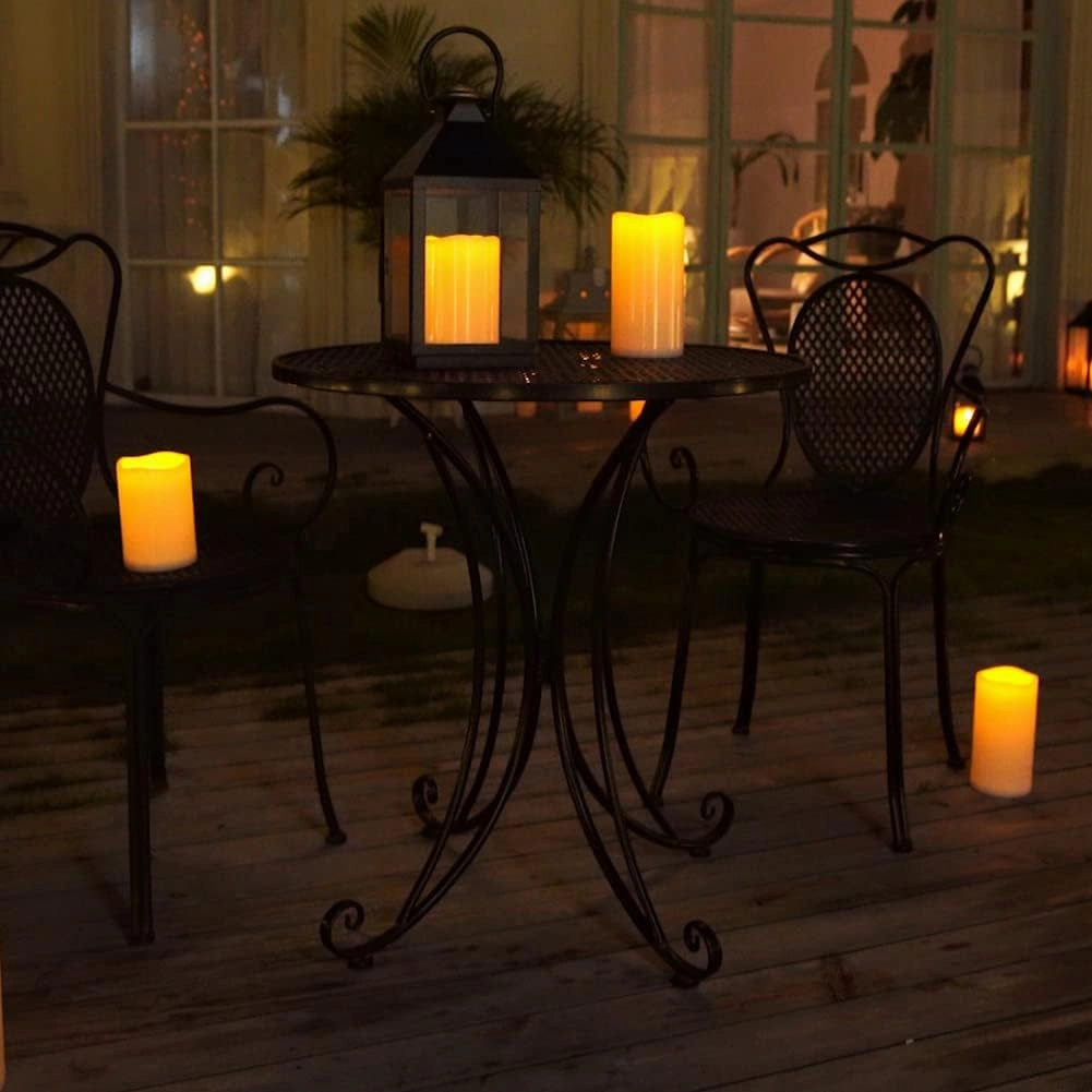 Homemory 8" x 4" Large Waterproof Outdoor Flameless Candles with Remote Control and Timer, Battery Operated Flickering LED Pillar Candles for Indoor Outdoor Lanterns, Porch, Long Lasting, Set of 2