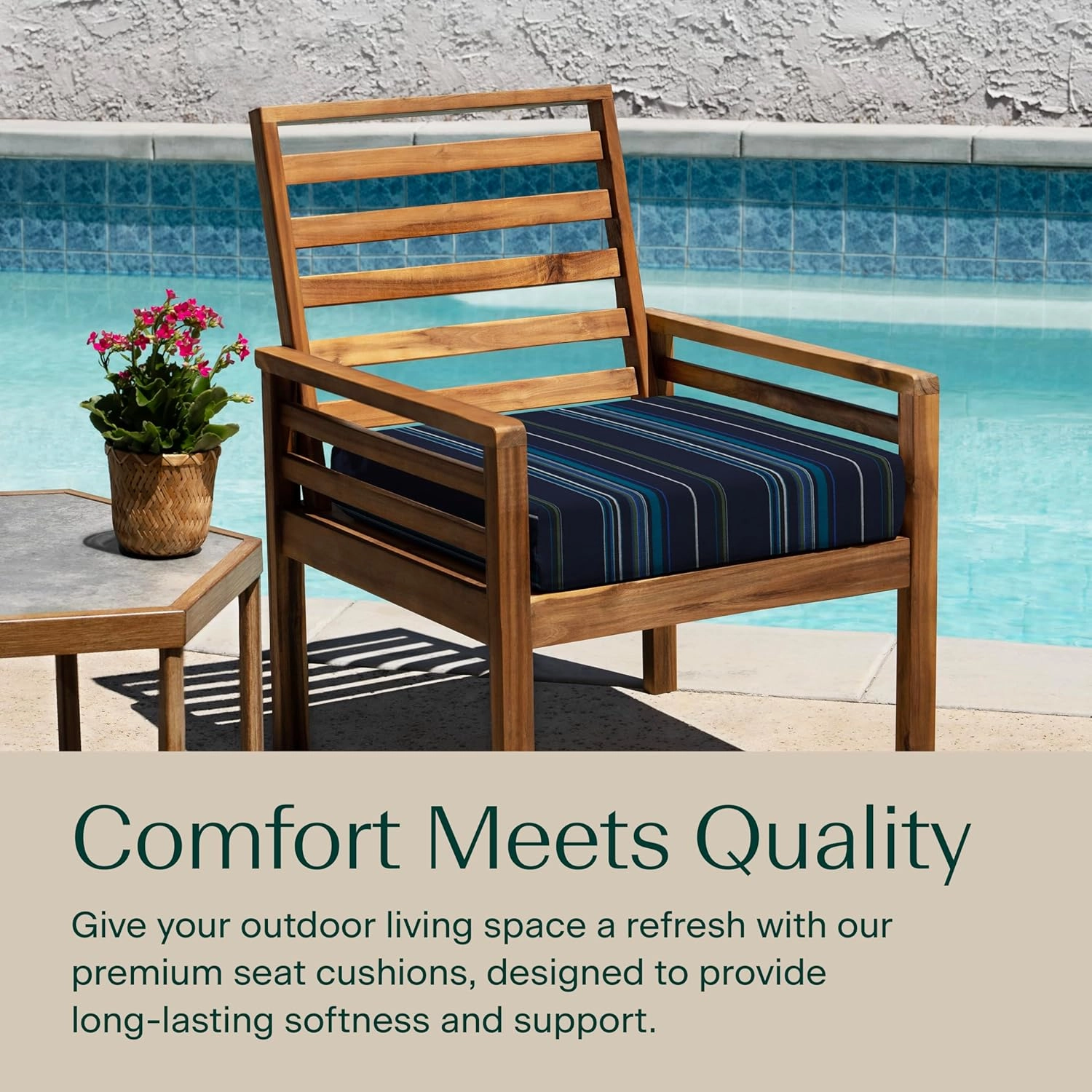 Honeycomb Outdoor Cushion Set 20" x 20", Sunbrella Stanton Lagoon Dining Patio Cushions