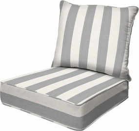 Honeycomb Outdoor Deep Seat, 24" W x 23" D, Cabana Stripe Stone Grey Outdoor Chair Cushion