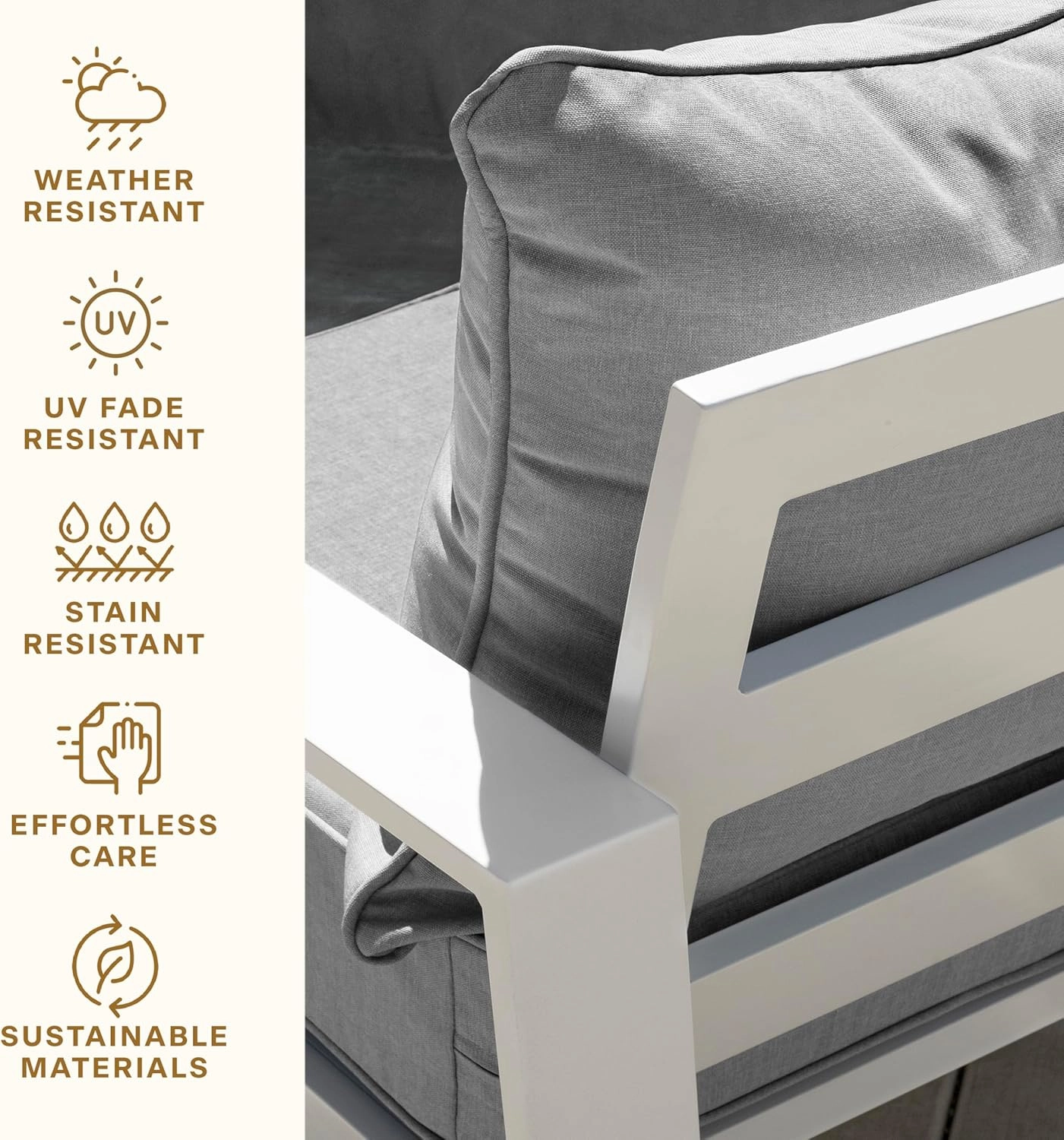 Honeycomb Outdoor Deep Seat, 24" W x 23" D, Cabana Stripe Stone Grey Outdoor Chair Cushion