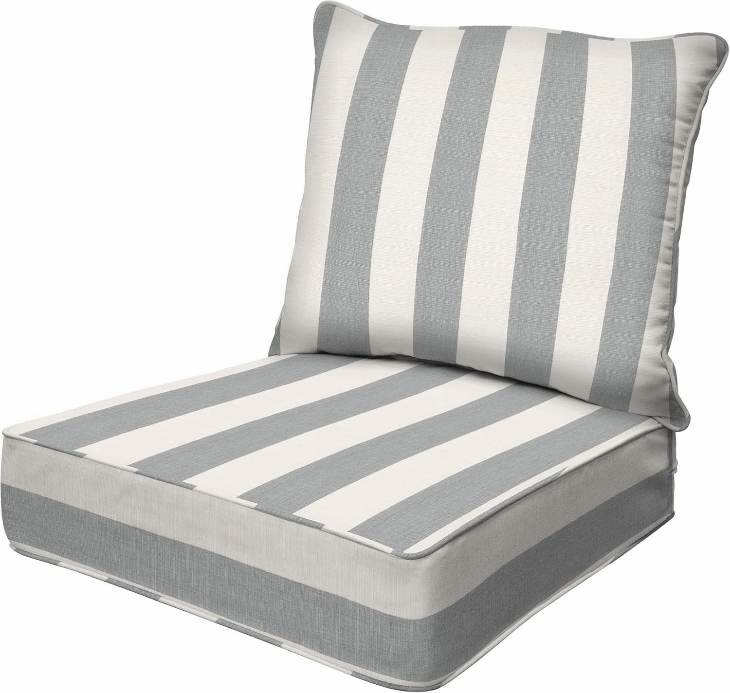 Honeycomb Outdoor Deep Seat, 24" W x 23" D, Cabana Stripe Stone Grey Outdoor Chair Cushion