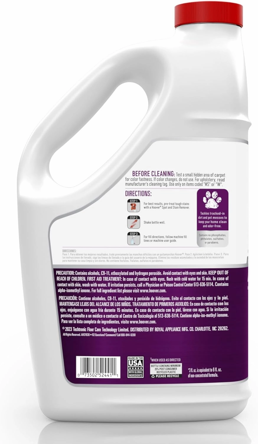 Hoover Oxy Pet Carpet Cleaner Solution, 116 oz., Ocean Breeze Scent, Deep Cleaning Carpet Shampoo Solution, Eliminates Urine Stains and Odors, Pair Carpet Cleaner Machine