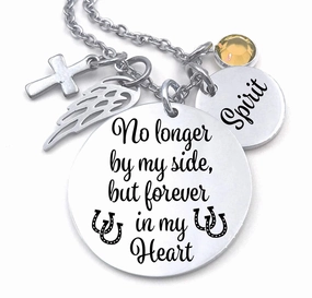 Horse Memorial Jewelry, No Longer By My Side, Memorial Jewelry, Forever In My Heart, Stainless Steel, Custom Made, Personalized