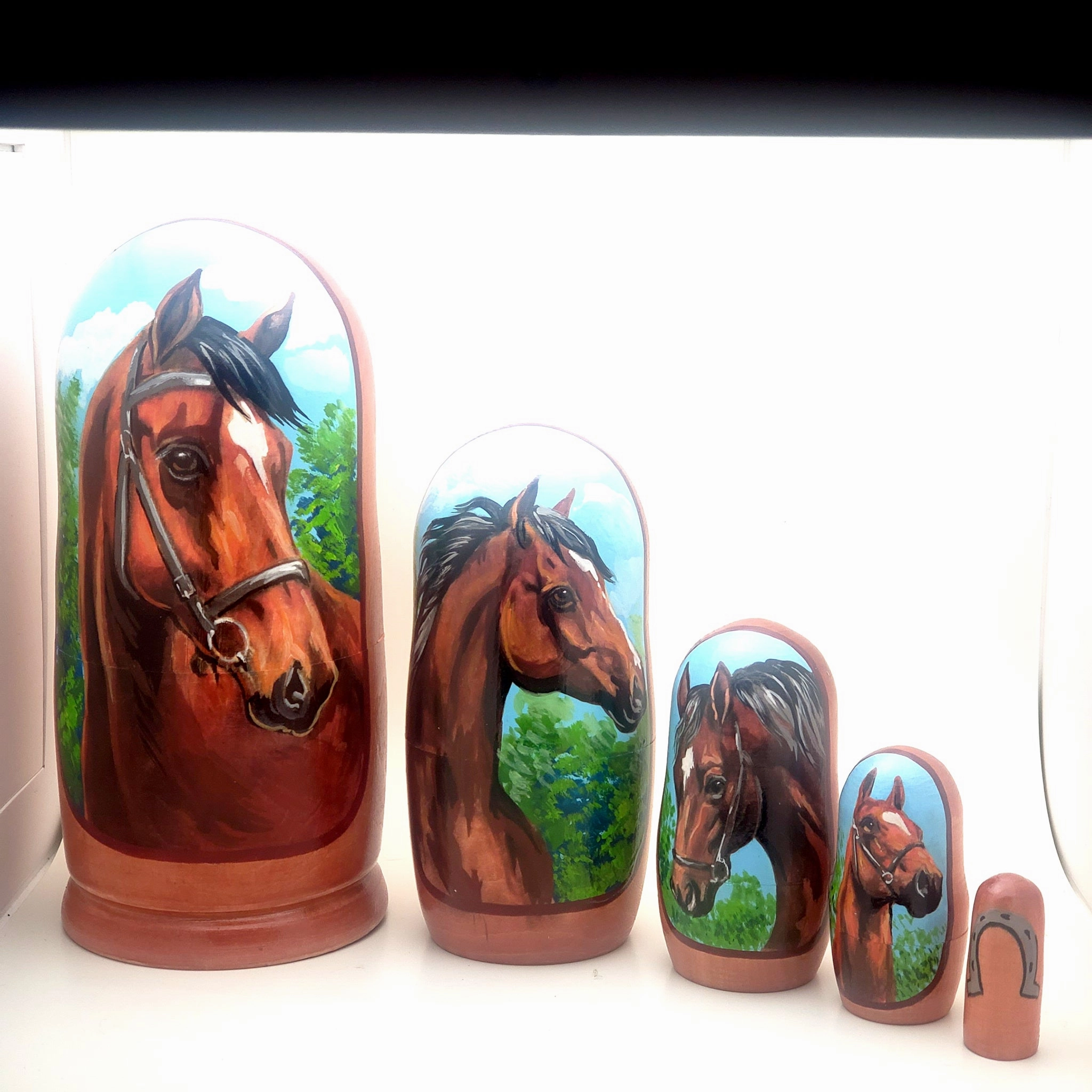 Horse Nesting Doll 5 Piece Set 7" Tall