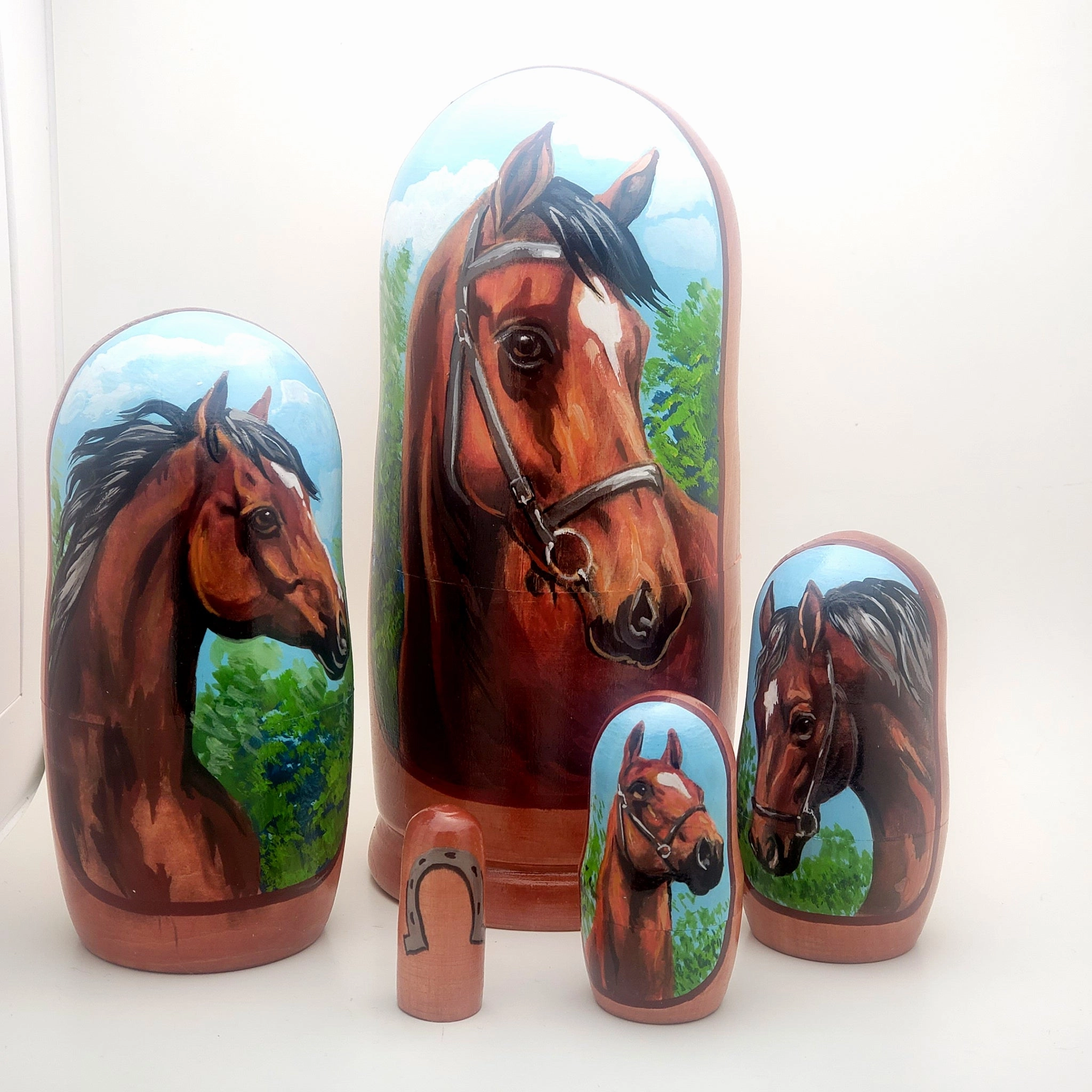 Horse Nesting Doll 5 Piece Set 7" Tall