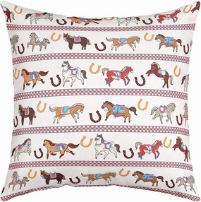 Horses Pattern Pillow Cover 16"x16",Horseshoe Print Pillowcase Soft Square Cushion Case,Cartoon Horse Animal Throw Pillow Cover Double Sides Print,Single Pack