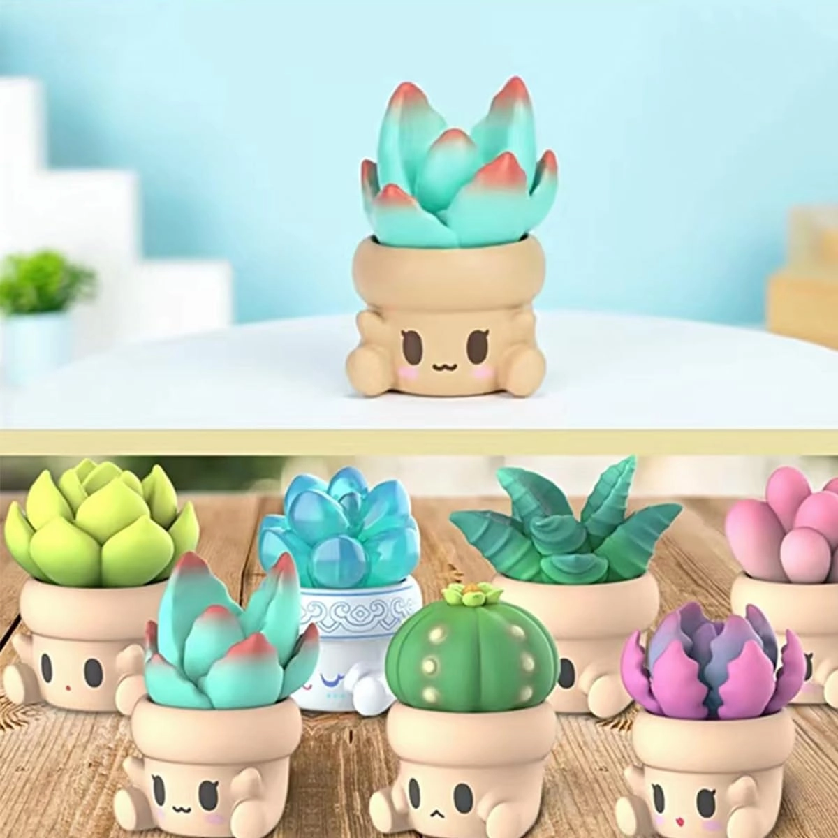 Hugging Succulents 2 Series Blind Box Toys for Girls Cute Figures Action Model Birthday Gift Guess Blind Bag Random Collection Toys Popular Desktop Ornaments（6 Pack）