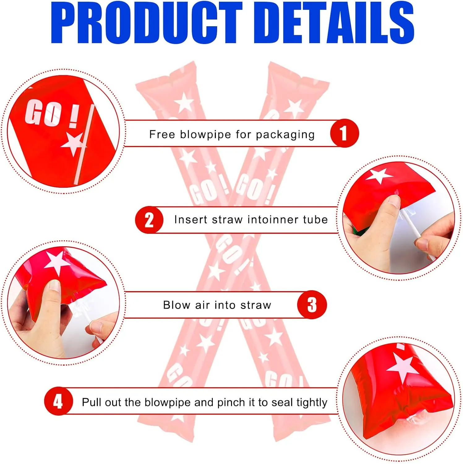 Hungdao 60 Pcs Noise Makers Party Favors Include 24 Pcs Thunder Sticks Cheer Sticks 12 Hand Clapper 24 Cheerleading Pom Poms for Sporting Events Football Spirit Accessories