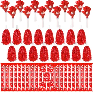Hungdao 60 Pcs Noise Makers Party Favors Include 24 Pcs Thunder Sticks Cheer Sticks 12 Hand Clapper 24 Cheerleading Pom Poms for Sporting Events Football Spirit Accessories