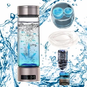 Hydrogen Water Bottle, Hydrogenated Water Machine, Rechargeable Portable Hydrogen Water Generator Generator, with Hydrogen Absorption Tube Home Office Travel Golden