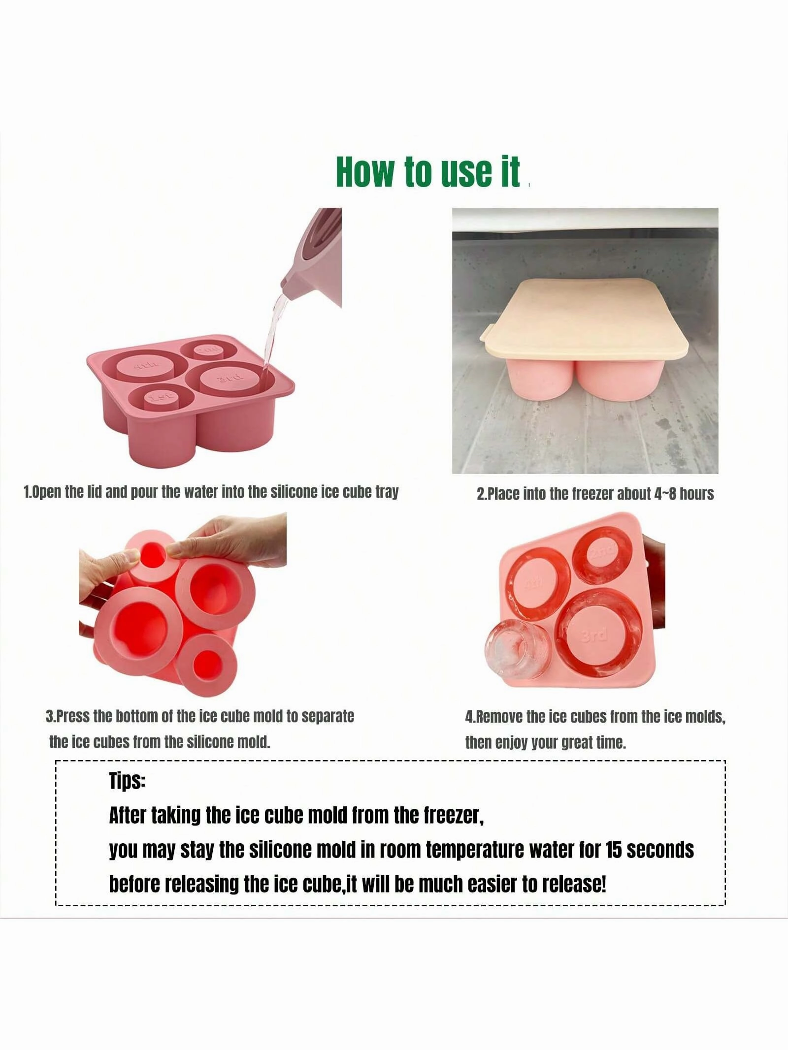 Ice Cube Tray For  Cup Silicone Ice Cube Maker With Lid