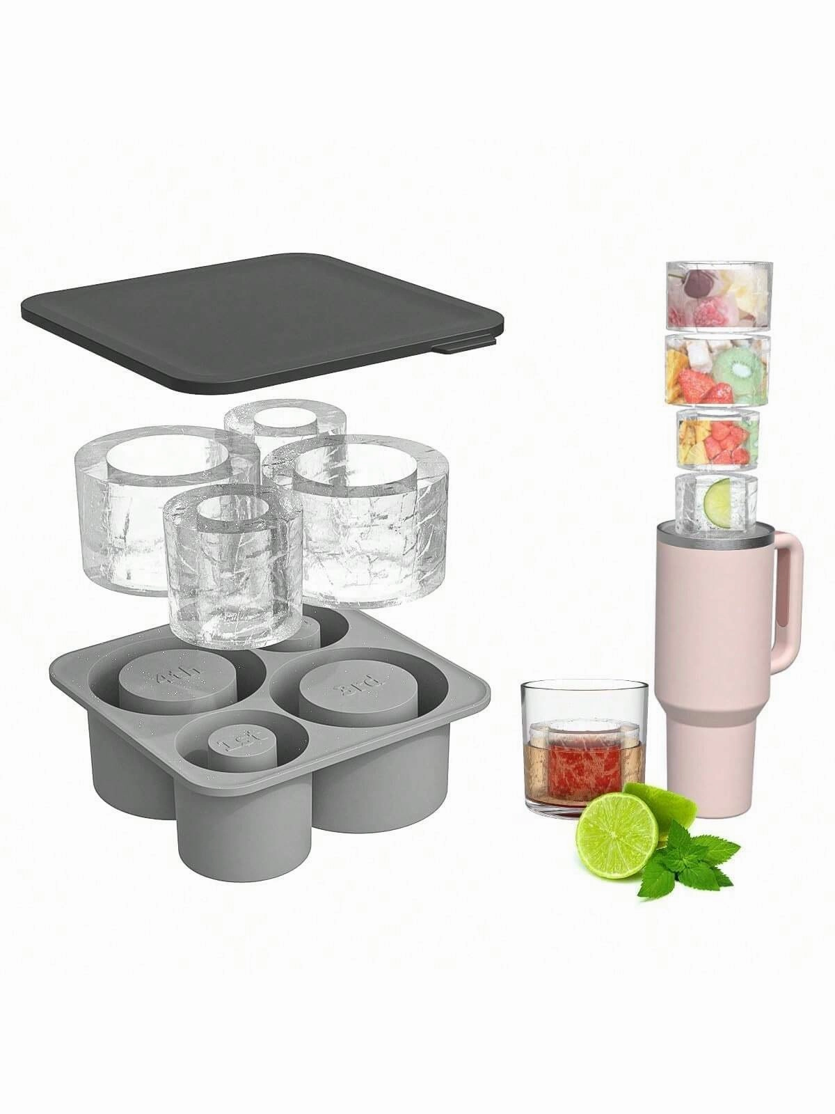 Ice Cube Tray For  Cup Silicone Ice Cube Maker With Lid