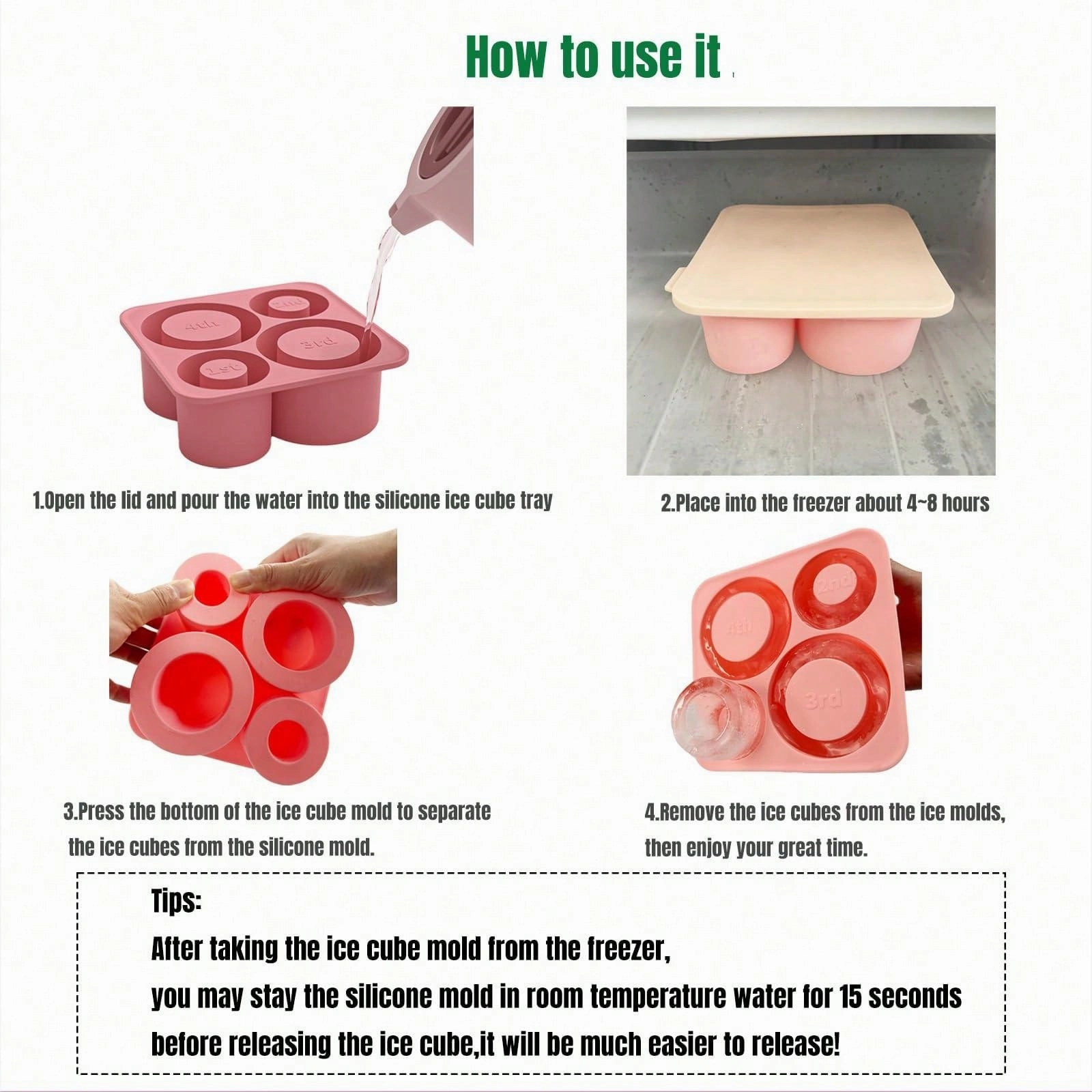 Ice Cube Tray For  Cup Silicone Ice Cube Maker With Lid
