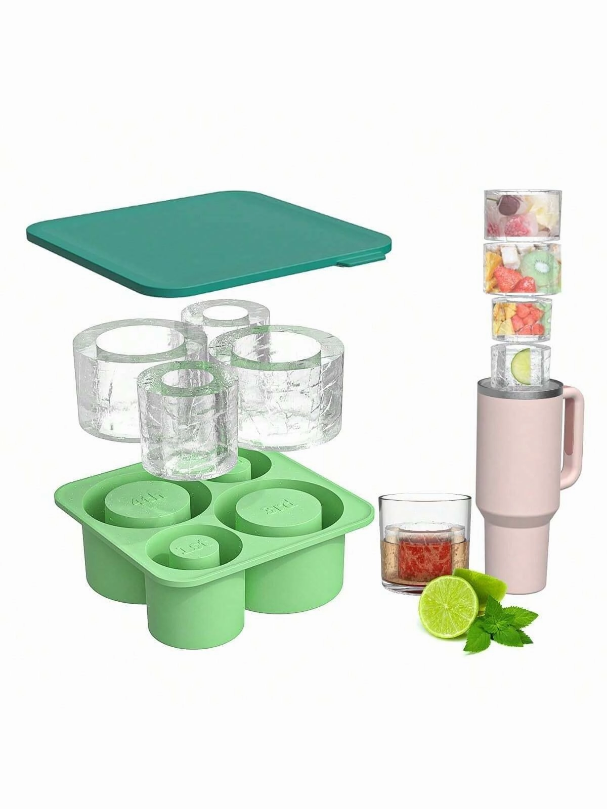 Ice Cube Tray For  Cup Silicone Ice Cube Maker With Lid