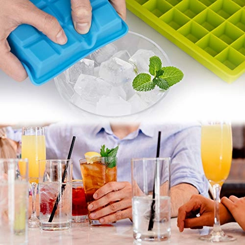 Ice Cube Trays 3 Pack, Morfone Silicone Ice Tray with Removable Lid Easy-Release Flexible Ice Cube Molds 24 Cubes per Tray for Cocktail, Whiskey, Baby Food, Chocolate, BPA Free