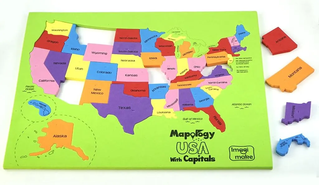 Imagimake Mapology USA Map with Capitals | Learning States and Capitals | US Geography Toys for Ages 5-7 | Jigsaw Puzzles for Kids Ages 8-10 Years | Educational Toys for Ages 8-13