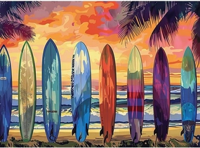 Imahoocool- 500-Piece Beach Sunset Family Wooden Jigsaw Puzzle - Safe Interlocking Edges, Letter-Coded Backs, Multi-Generational Game Night Activity