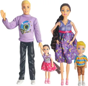Interactive Family Toy Fun Action Figures Set, Imaginative Educational Family Doll Play, for Kids 3 (Editions A)