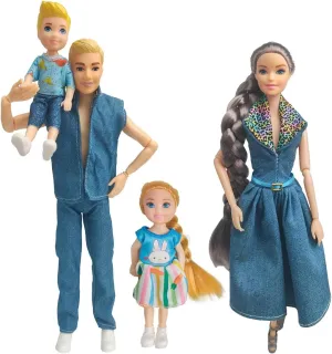 Interactive Family Toy Fun Action Figures Set, Imaginative Educational Family Doll Play, for Kids 3 (Editions B)