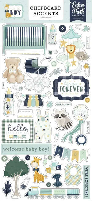 It's A Boy Collection 6 x 12 Scrapbook Chipboard Accents by Echo Park Paper