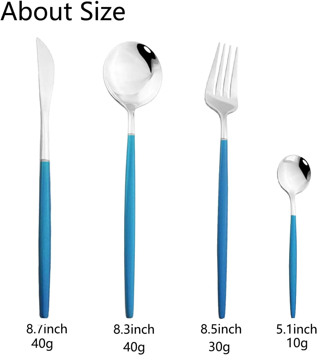JASHII Flatware Serving Set 24 Piece, Stainless Steel Silverware Set, Blue Silver Cutlery Set, Modern Elegant Tableware Set for Party, Christmas, Dinner (Blue Silver)
