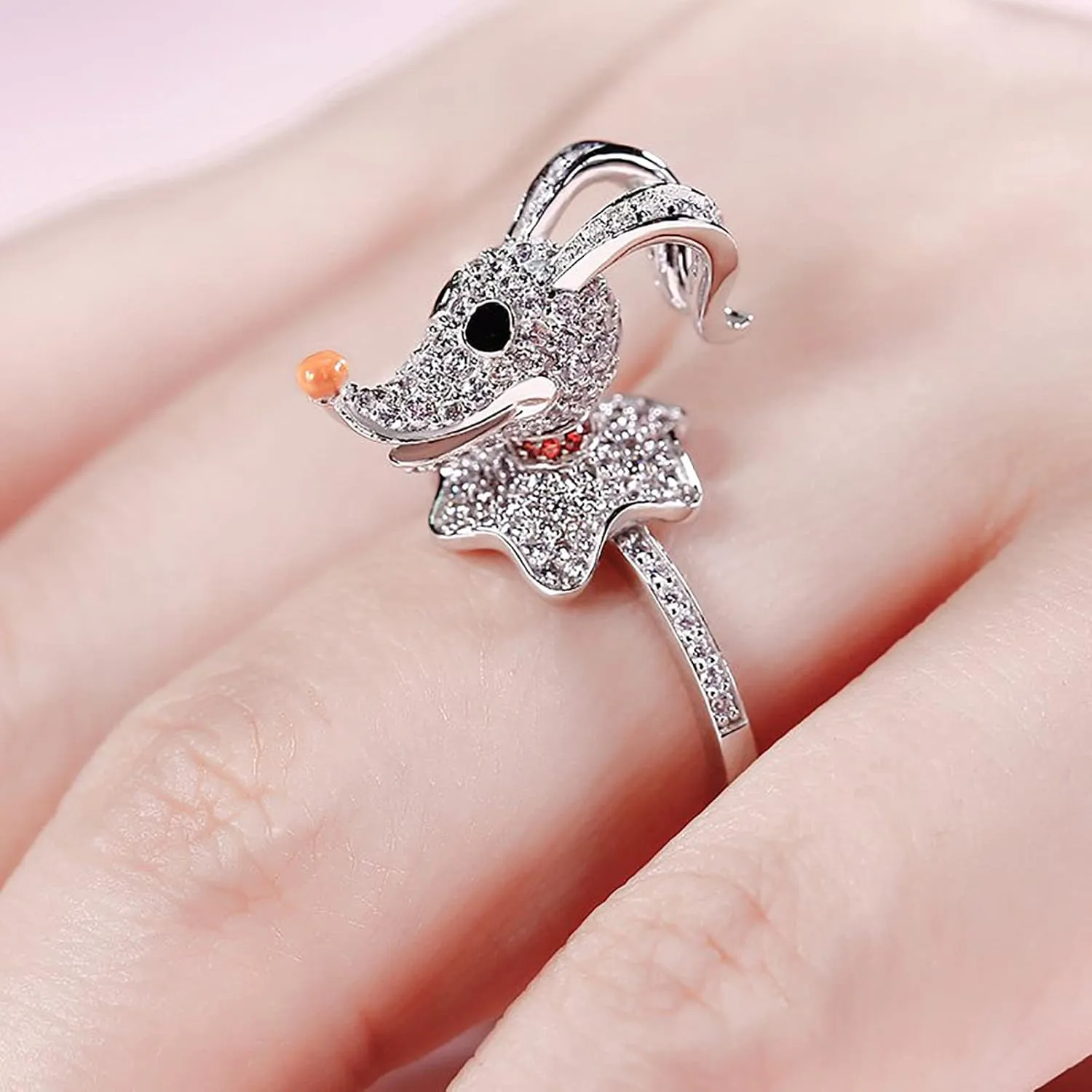 Jeulia Round Cut Silver Ring: Sterling Silver Hug Me Fashion Anniversary Promise Engagement Wedding Christmas Ring for Her with Gift Jewelry Box