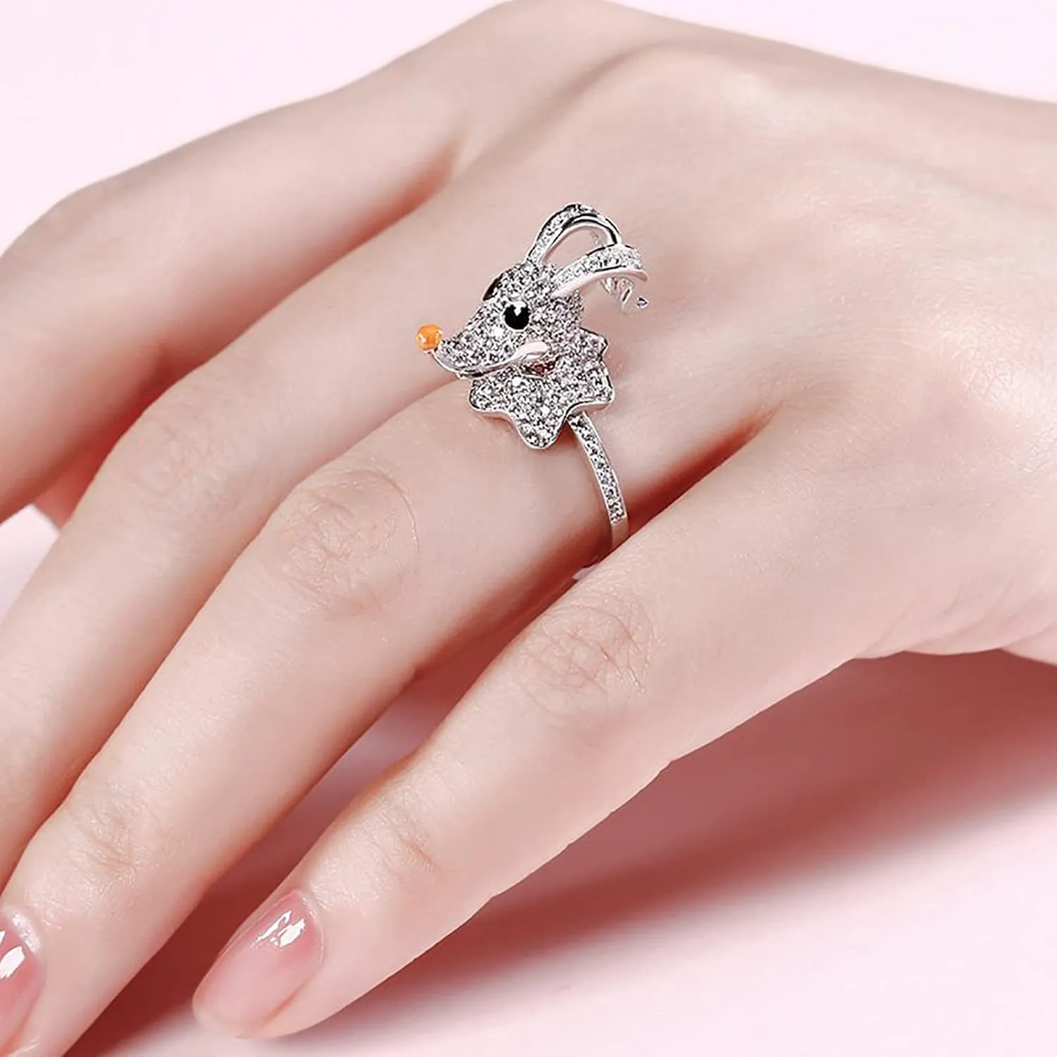 Jeulia Round Cut Silver Ring: Sterling Silver Hug Me Fashion Anniversary Promise Engagement Wedding Christmas Ring for Her with Gift Jewelry Box