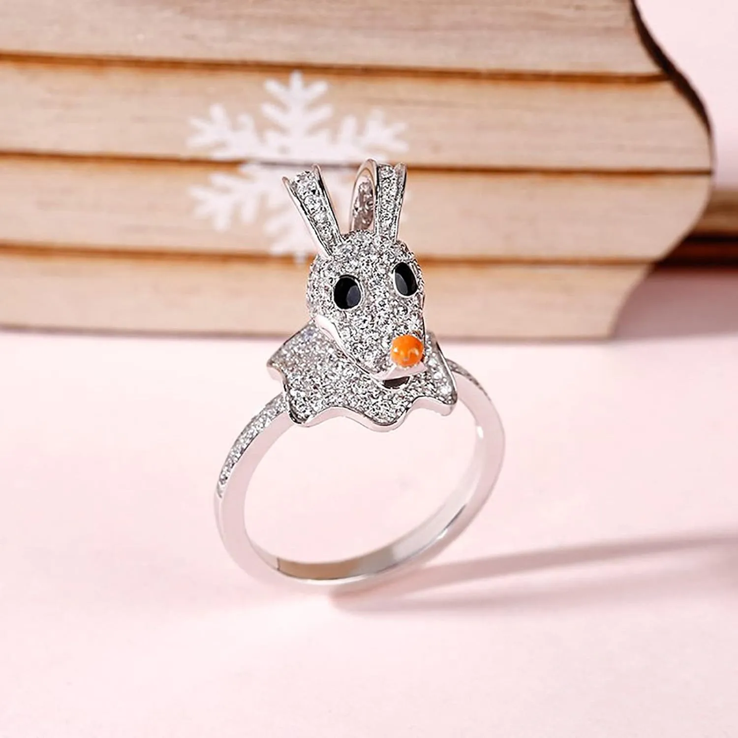 Jeulia Round Cut Silver Ring: Sterling Silver Hug Me Fashion Anniversary Promise Engagement Wedding Christmas Ring for Her with Gift Jewelry Box