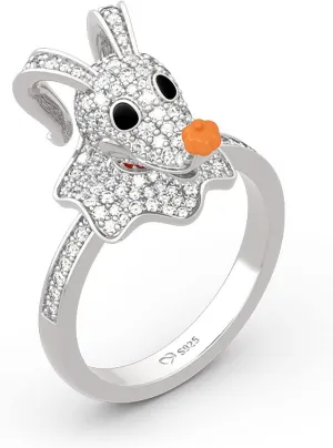 Jeulia Round Cut Silver Ring: Sterling Silver Hug Me Fashion Anniversary Promise Engagement Wedding Christmas Ring for Her with Gift Jewelry Box