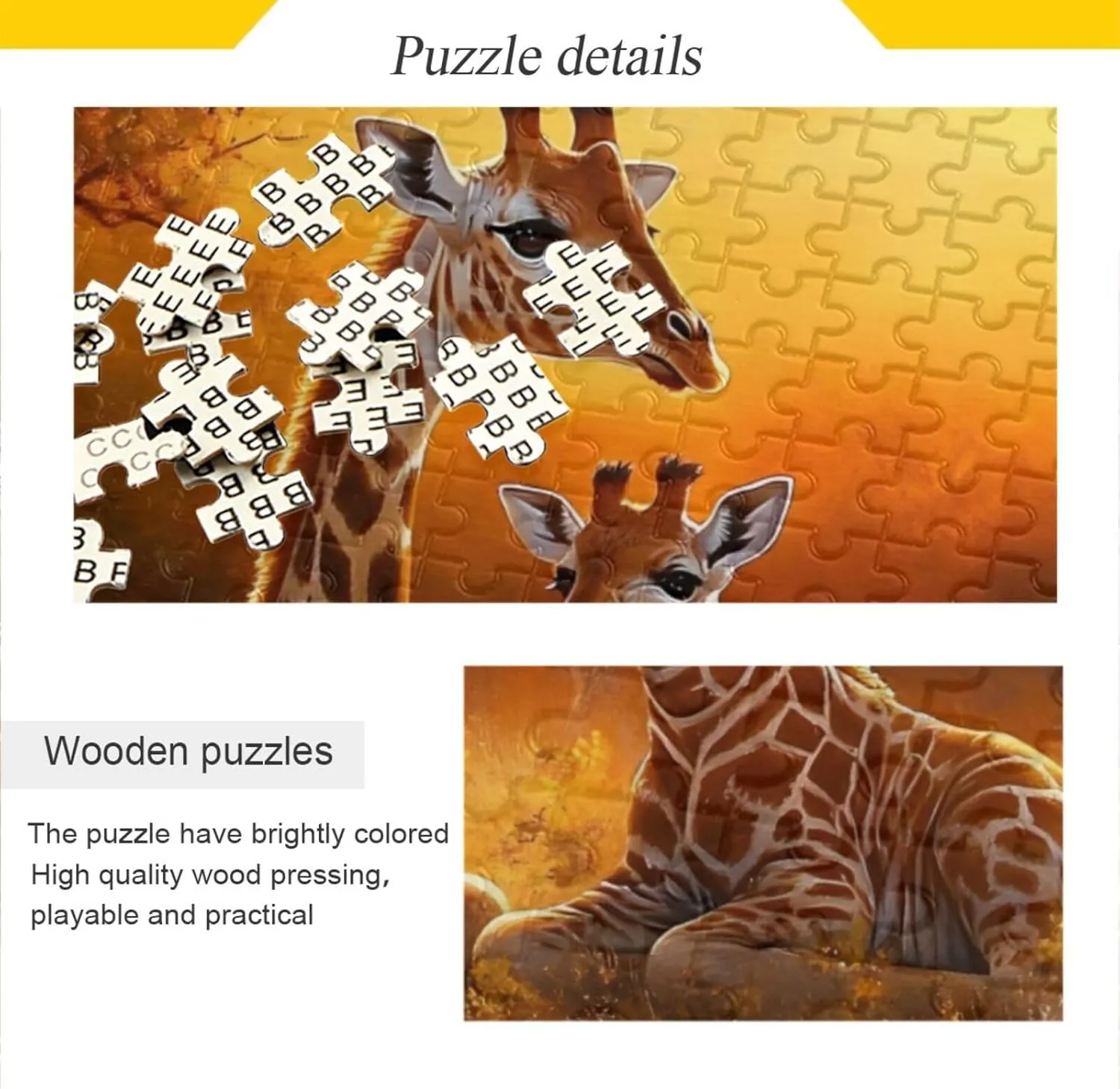 Jigsaw Puzzle 1000 Piece, Giraffe Family Grassland Educational Intellectual Decompression Puzzle Game Jigsaw Puzzle for Adult Active Thinking Party Entertainment, Family Games