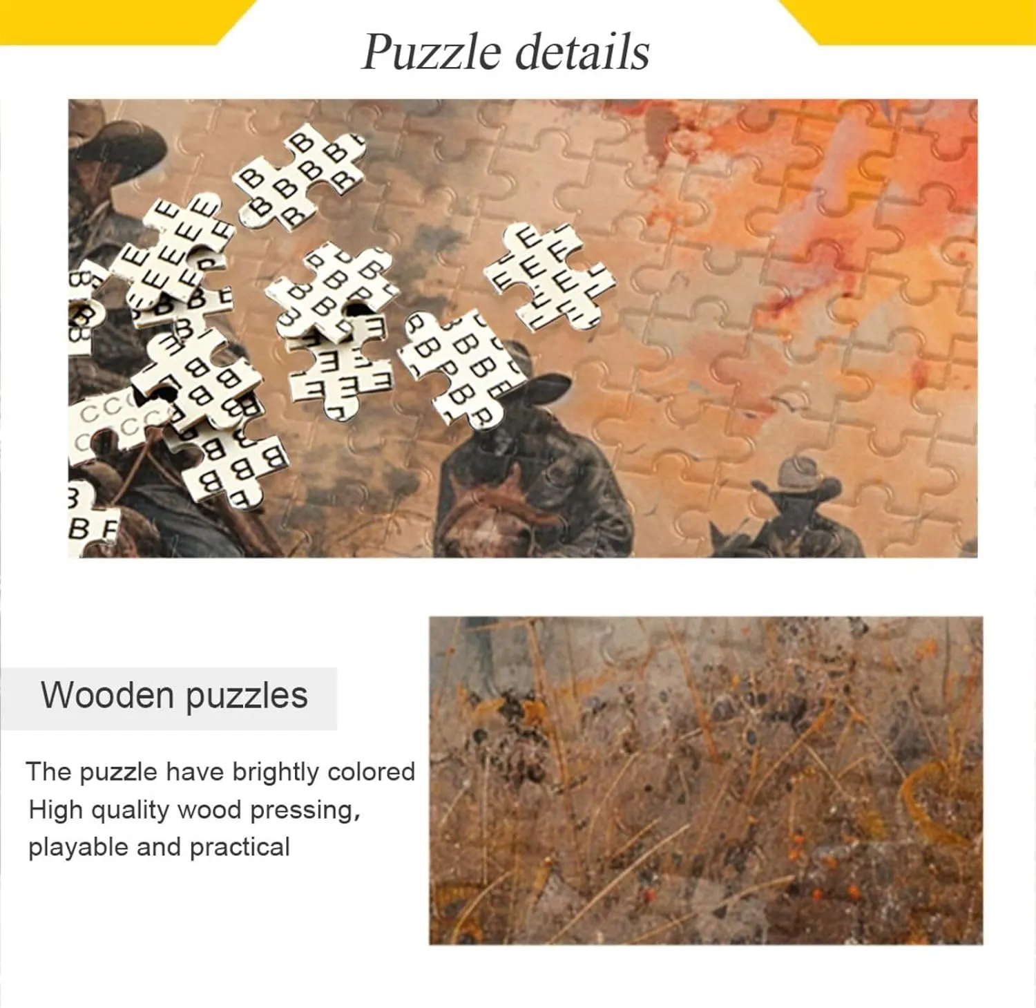 Jigsaw Puzzle 500 Piece, Cowboy Horse Grassland Educational Intellectual Decompression Puzzle Game Jigsaw Puzzle for Adult Active Thinking Party Entertainment, Family Games