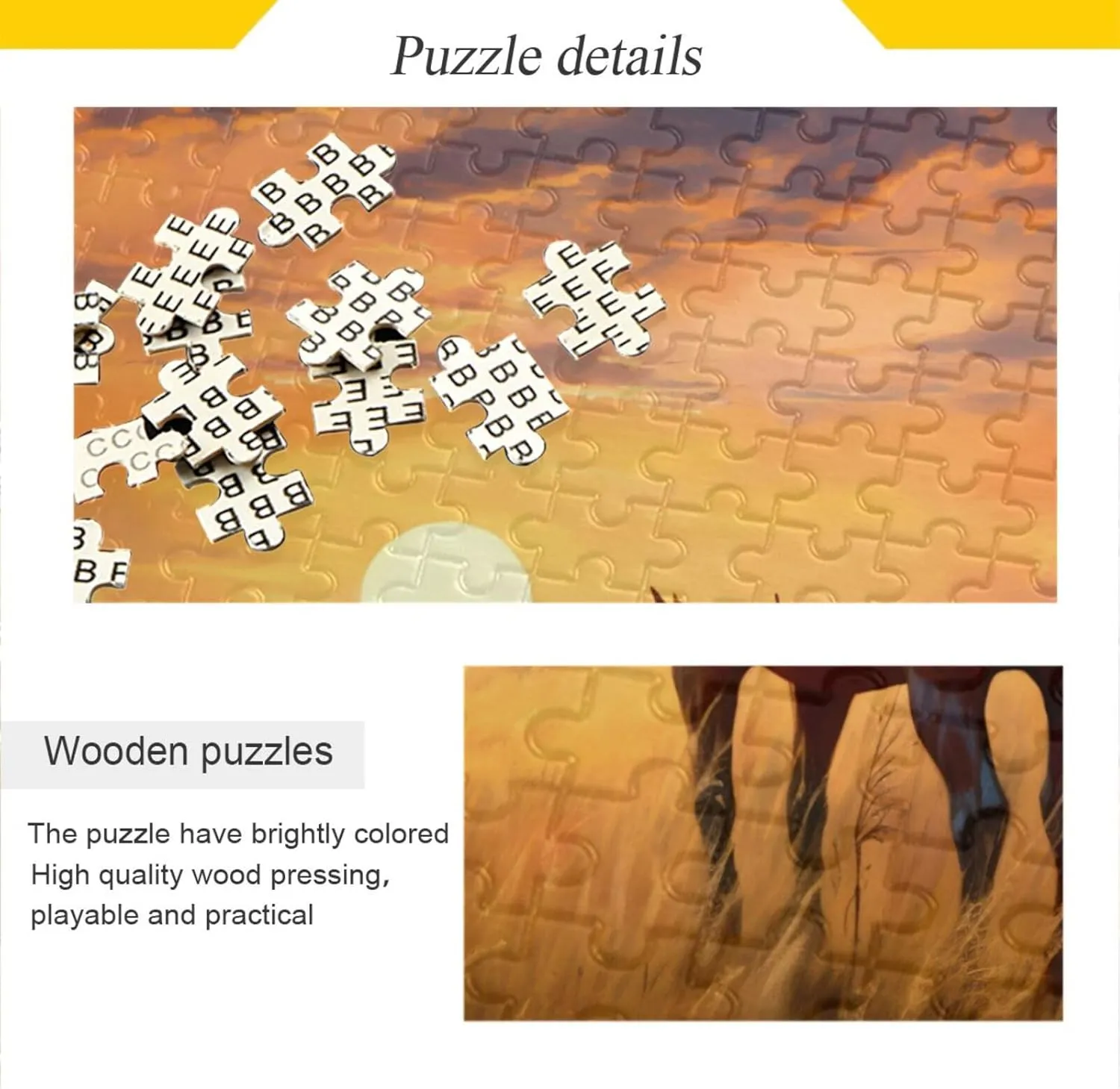 Jigsaw Puzzle 500 Piece, Landscape Horse Grassland Educational Intellectual Decompression Puzzle Game Jigsaw Puzzle for Adult Active Thinking Party Entertainment, Family Games