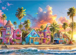 Jigsaw Puzzles for Adults 1000 Pieces, Interlock Perfectly Letter on Back No Dust, Home Decor Birthday Party Gift Toy for Men Women Elders Seniors, 1:1 Poster (Romantic Beach)